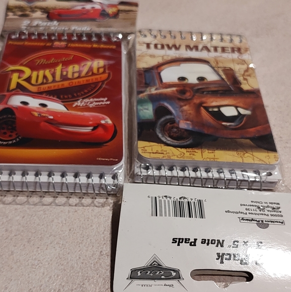 Disney Pixar Cars Spiral Notepads lot of 2 sets of 2 Pc SetsTotal 4 pads - Picture 1 of 6